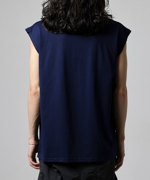 FUNALIVE（ファンアライブ）の「ワイドノースリーブTシャツ（タンクトップ・メンズ・ホワイト系2/ネイビー/ブラック系1/グリーン/ホワイト/ホワイト系1/ブラック系その他2/ブラック系その他3/ブラック系その他/ブラック・LL/M/L）」の15枚目の写真