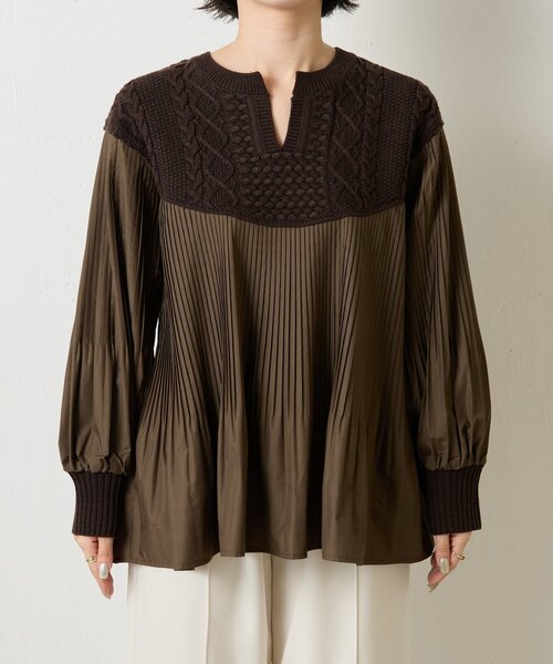 Jena espace merveilleux(ジェナ エスパスメルヴェイユ)の「ケーブルニットドッキングブラウス(シャツ/ブラウス・レディース・ブラック/ベージュ/ブラウン・FREE)」の19枚目の写真