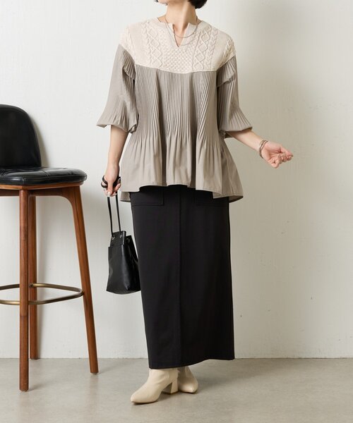 Jena espace merveilleux(ジェナ エスパスメルヴェイユ)の「ケーブルニットドッキングブラウス(シャツ/ブラウス・レディース・ブラック/ベージュ/ブラウン・FREE)」の12枚目の写真