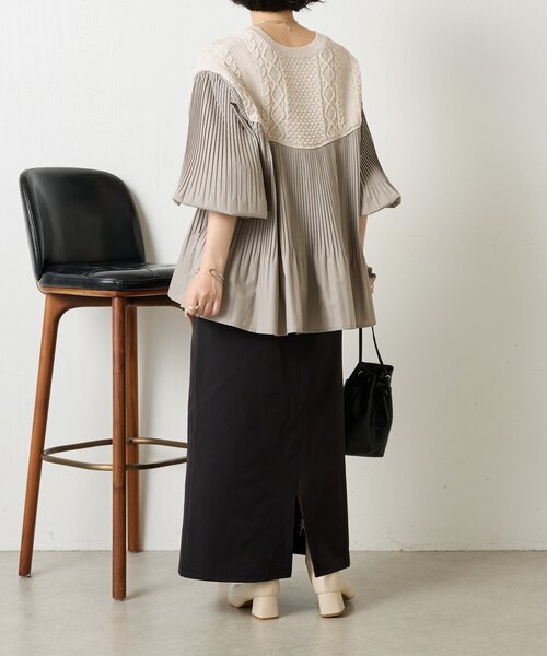 Jena espace merveilleux(ジェナ エスパスメルヴェイユ)の「ケーブルニットドッキングブラウス(シャツ/ブラウス・レディース・ブラック/ベージュ/ブラウン・FREE)」の10枚目の写真