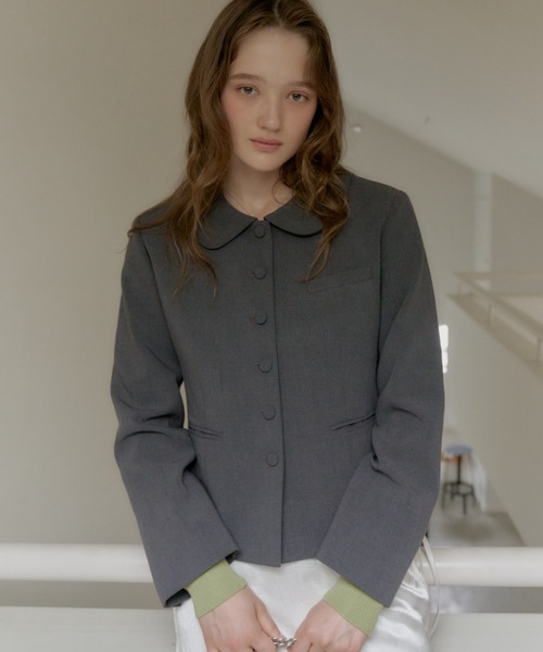 GIUNON(ジウノン)の「round collar short jacket / ラウンドカラーショートジャケット(テーラードジャケット・レディース・グレー/ブラック・FREE)」の17枚目の写真