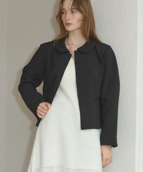 GIUNON(ジウノン)の「round collar short jacket / ラウンドカラーショートジャケット(テーラードジャケット・レディース・グレー/ブラック・FREE)」の21枚目の写真
