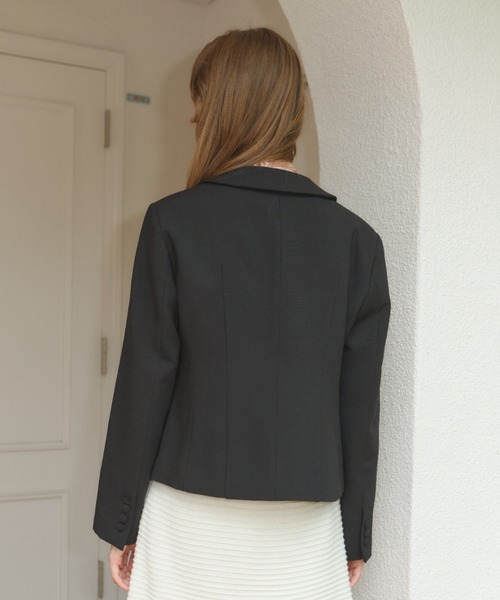 GIUNON(ジウノン)の「round collar short jacket / ラウンドカラーショートジャケット(テーラードジャケット・レディース・グレー/ブラック・FREE)」の13枚目の写真