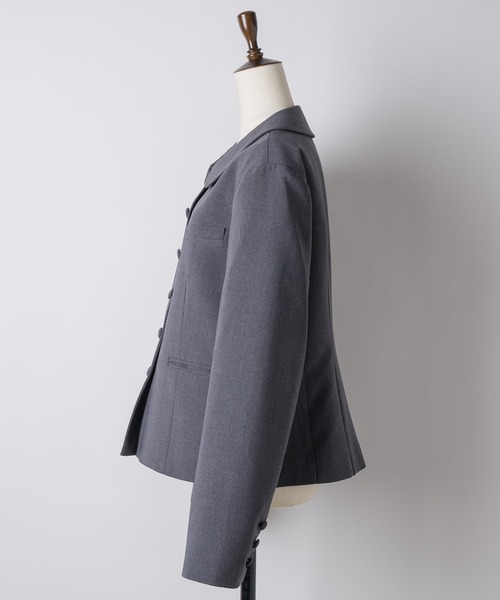 GIUNON(ジウノン)の「round collar short jacket / ラウンドカラーショートジャケット(テーラードジャケット・レディース・グレー/ブラック・FREE)」の19枚目の写真