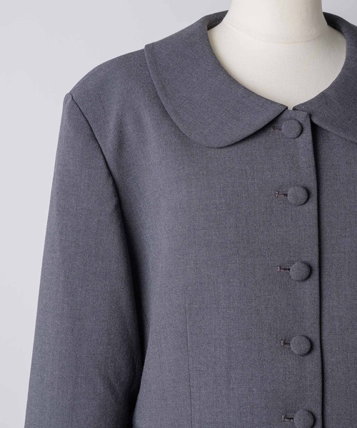 GIUNON(ジウノン)の「round collar short jacket / ラウンドカラーショートジャケット(テーラードジャケット・レディース・グレー/ブラック・FREE)」の3枚目の写真