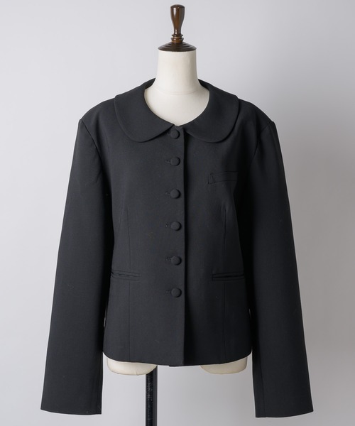 GIUNON(ジウノン)の「round collar short jacket / ラウンドカラーショートジャケット(テーラードジャケット・レディース・グレー/ブラック・FREE)」の4枚目の写真