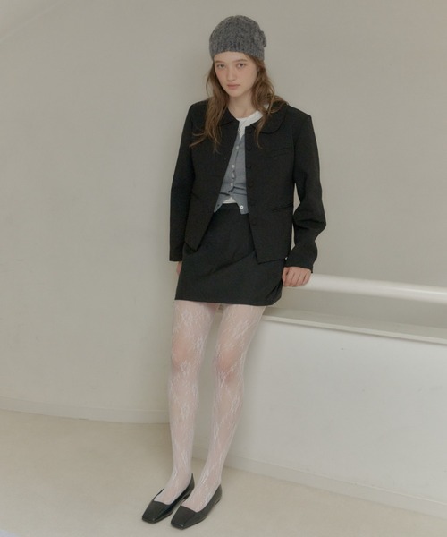 GIUNON(ジウノン)の「round collar short jacket / ラウンドカラーショートジャケット(テーラードジャケット・レディース・グレー/ブラック・FREE)」の7枚目の写真