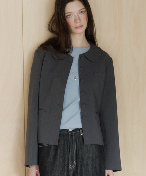 セール】round collar short jacket / ラウンドカラーショート
