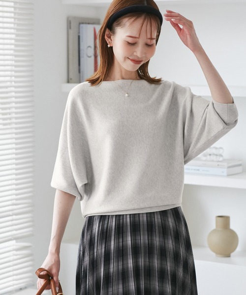 ROPE' PICNIC（ロペピクニック）の「ラメ混ドルマン7分袖ニット（ニット/セーター・レディース・チャコールグレー/ライトグレー/ベージュ/サックスブルー・FREE）」の14枚目の写真