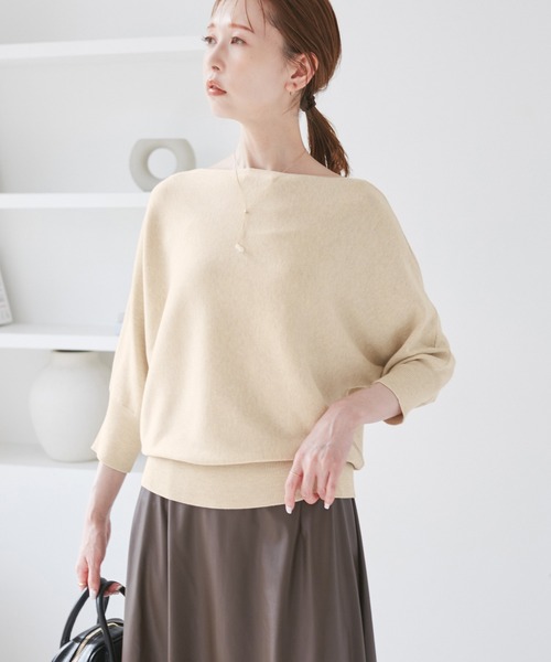 ROPE' PICNIC（ロペピクニック）の「ラメ混ドルマン7分袖ニット（ニット/セーター・レディース・チャコールグレー/ライトグレー/ベージュ/サックスブルー・FREE）」の21枚目の写真