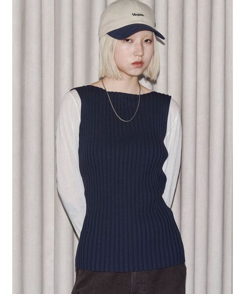 ニット セーター 「VEQUM」WIDE RIB KNIT TT レディース VEQUM】WIDE RIB KNIT TT（ニット/セーター）｜VEQUM（VEQUM）の