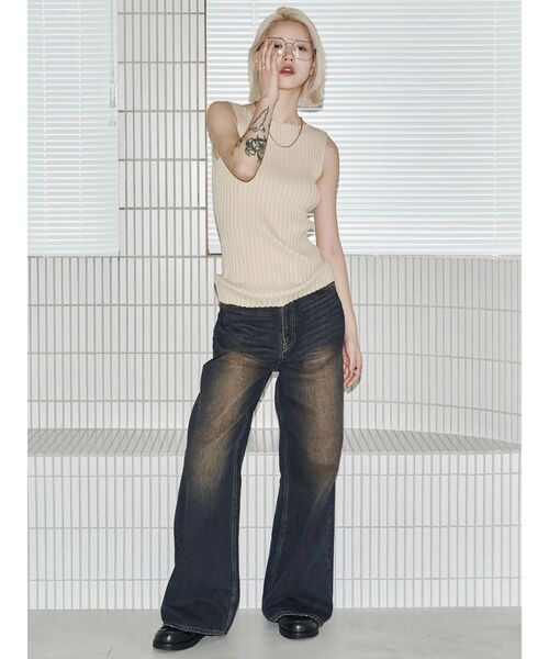 ニット セーター 「VEQUM」WIDE RIB KNIT TT レディース VEQUM】WIDE RIB KNIT TT（ニット/セーター）｜VEQUM（VEQUM）の