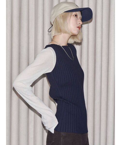 ニット セーター 「VEQUM」WIDE RIB KNIT TT レディース VEQUM】WIDE RIB KNIT TT（ニット/セーター）｜VEQUM（VEQUM）の
