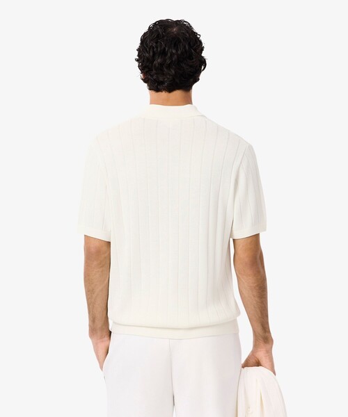 LACOSTE(ラコステ)の「ハイゲージリブニットポロシャツ(ニット/セーター・メンズ・ホワイト/オリーブ・2/4/3/5)」の4枚目の写真