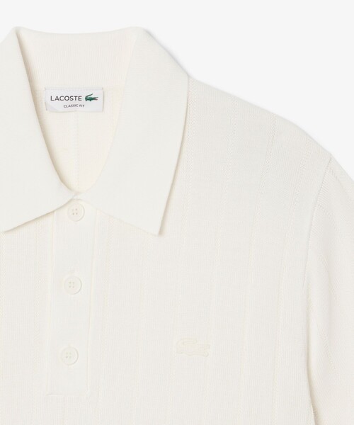 LACOSTE(ラコステ)の「ハイゲージリブニットポロシャツ(ニット/セーター・メンズ・ホワイト/オリーブ・2/4/3/5)」の6枚目の写真