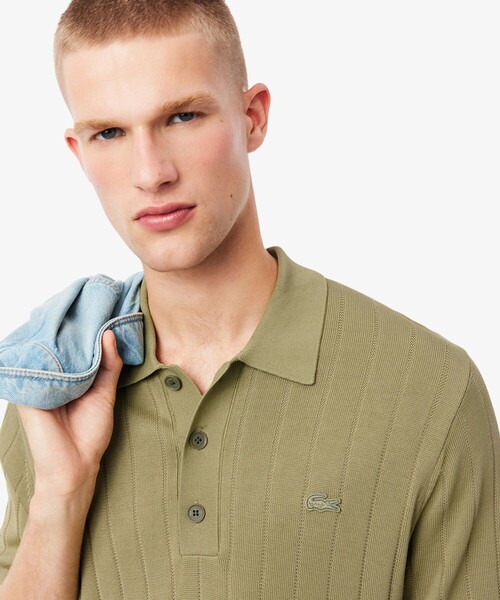 LACOSTE(ラコステ)の「ハイゲージリブニットポロシャツ(ニット/セーター・メンズ・ホワイト/オリーブ・2/4/3/5)」の8枚目の写真