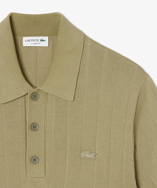 LACOSTE(ラコステ)の「ハイゲージリブニットポロシャツ(ニット/セーター・メンズ・ホワイト/オリーブ・2/4/3/5)」の11枚目の写真