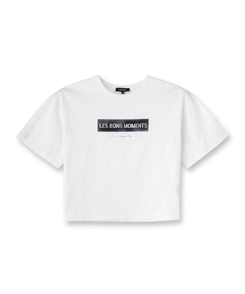 UNTITLED（アンタイトル）の「【コットン100/ゆったり/ショート丈/洗える】ベロアロゴTシャツ（Tシャツ/カットソー・レディース・ホワイト系8/ベージュ系/ホワイト系3・48/44/04/02/00）」の13枚目の写真