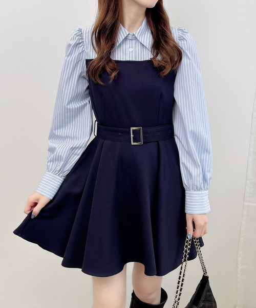 美品 OBLI バックジップ シャツ ドッキングワンピース レイヤード 日本製 楽天市場】ワンピース レディース 夏 レイヤード ドッキング