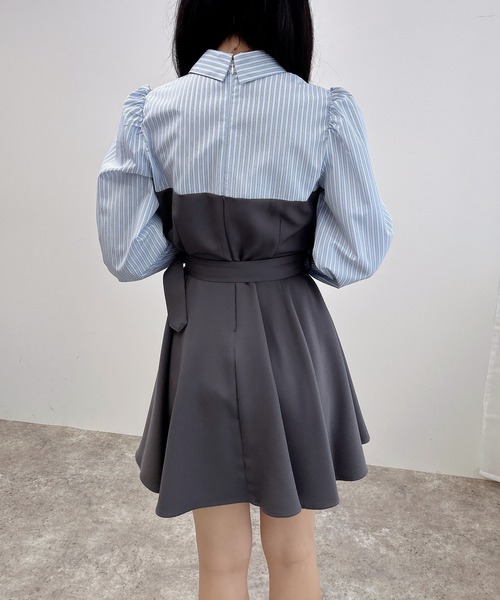 シャツドッキングプリーツワンピース CELFORD（セルフォード）の「ドッキングプリーツワンピース