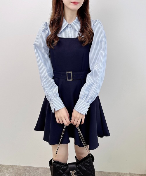 シャツドッキングプリーツワンピース CELFORD（セルフォード）の「ドッキングプリーツワンピース