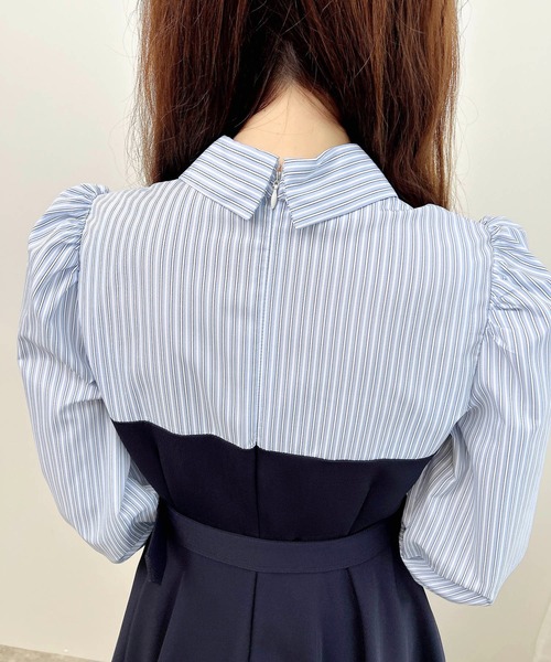 シャツドッキングプリーツワンピース CELFORD（セルフォード）の「ドッキングプリーツワンピース