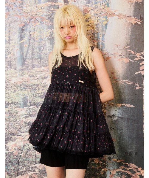 Little sunny bite(リトルサニーバイト)の「【8】【it】【little sunny bite】original floral tulle dress(ワンピース・レディース・ブラウン/ホワイト/ピンク・SMALL/MEDIUM)」の2枚目の写真