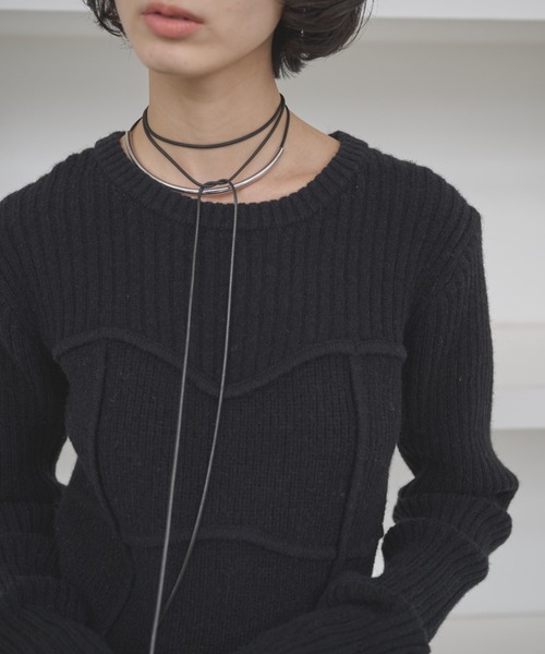 AIC.(エーアイシー)の「ビスチェコンビネーションリブニット(ニット/セーター・レディース・アイボリー/チャコールグレー/グレイッシュベージュ/ネイビー/ブラック/ブラウン・FREE)」の3枚目の写真