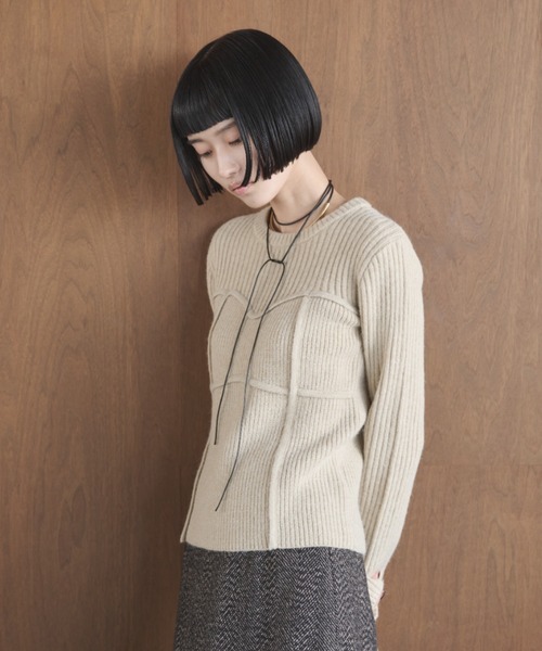 AIC.(エーアイシー)の「ビスチェコンビネーションリブニット(ニット/セーター・レディース・アイボリー/チャコールグレー/グレイッシュベージュ/ネイビー/ブラック/ブラウン・FREE)」の21枚目の写真