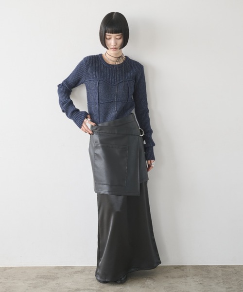 AIC.(エーアイシー)の「ビスチェコンビネーションリブニット(ニット/セーター・レディース・アイボリー/チャコールグレー/グレイッシュベージュ/ネイビー/ブラック/ブラウン・FREE)」の12枚目の写真