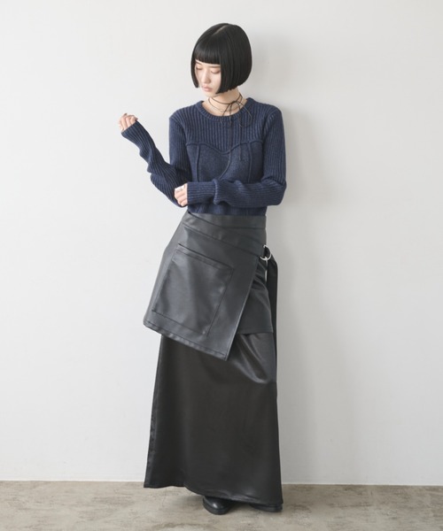 AIC.(エーアイシー)の「ビスチェコンビネーションリブニット(ニット/セーター・レディース・アイボリー/チャコールグレー/グレイッシュベージュ/ネイビー/ブラック/ブラウン・FREE)」の14枚目の写真