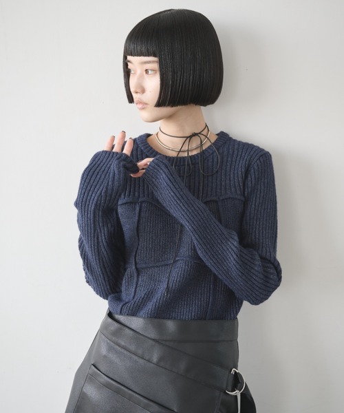 AIC.(エーアイシー)の「ビスチェコンビネーションリブニット(ニット/セーター・レディース・アイボリー/チャコールグレー/グレイッシュベージュ/ネイビー/ブラック/ブラウン・FREE)」の13枚目の写真