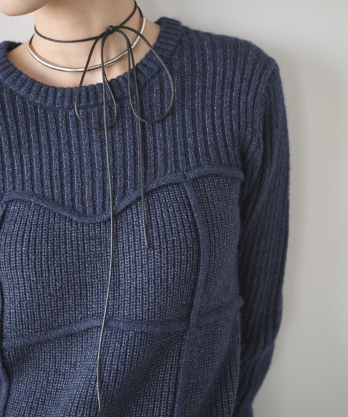 AIC.(エーアイシー)の「ビスチェコンビネーションリブニット(ニット/セーター・レディース・アイボリー/チャコールグレー/グレイッシュベージュ/ネイビー/ブラック/ブラウン・FREE)」の10枚目の写真