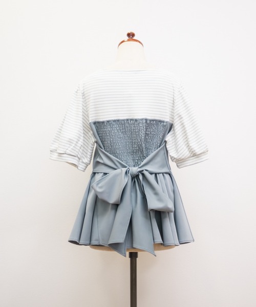 CLETTE(クレット)の「CLETTEオリジナルボーダードッキングペプラムトップス(Tシャツ/カットソー・レディース・ブルー/ブラック・LL/3L/4L)」の15枚目の写真
