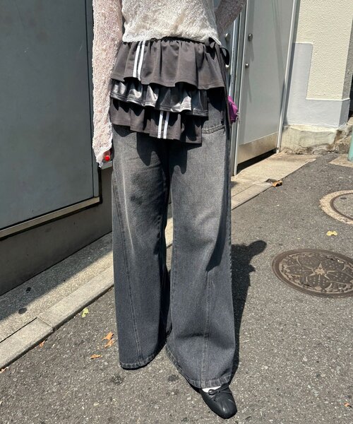 CIAOPANIC（チャオパニック）の「異素材切替トラック巻きスカート（スカート・レディース・ネイビー/レッド/グレー・ONE SIZE）」の8枚目の写真