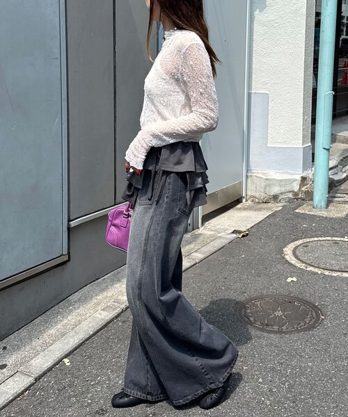 CIAOPANIC（チャオパニック）の「異素材切替トラック巻きスカート（スカート・レディース・ネイビー/レッド/グレー・ONE SIZE）」の10枚目の写真