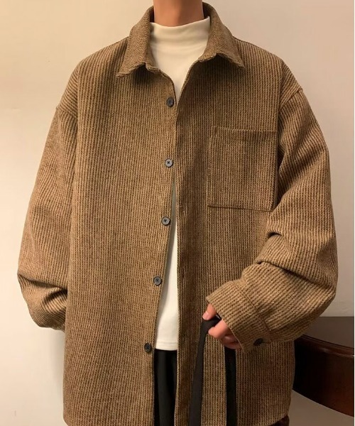 link lot(リンクロット)の「ヘリンボーンポケット付きルーズシルエットCPOジャケット(シャツ/ブラウス・メンズ・ブラック/ベージュ/グレー・M/L)」の1枚目の写真