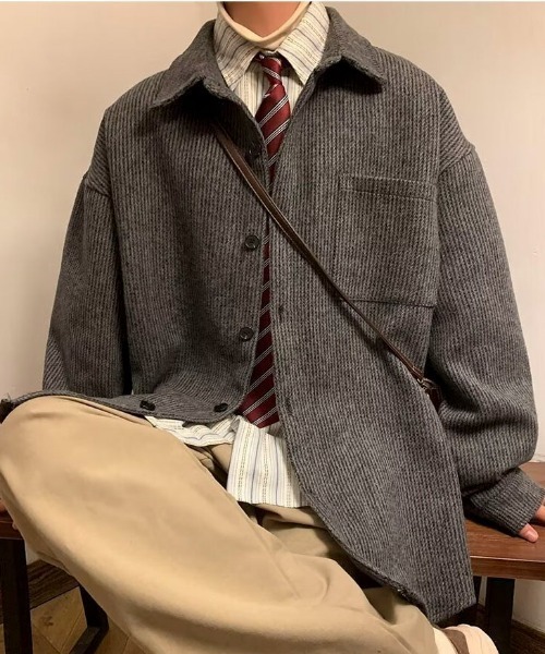 link lot(リンクロット)の「ヘリンボーンポケット付きルーズシルエットCPOジャケット(シャツ/ブラウス・メンズ・ブラック/ベージュ/グレー・M/L)」の5枚目の写真