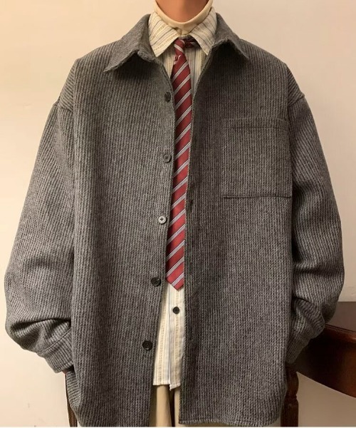 link lot(リンクロット)の「ヘリンボーンポケット付きルーズシルエットCPOジャケット(シャツ/ブラウス・メンズ・ブラック/ベージュ/グレー・M/L)」の6枚目の写真