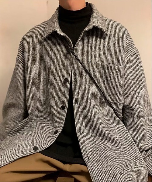 link lot(リンクロット)の「ヘリンボーンポケット付きルーズシルエットCPOジャケット(シャツ/ブラウス・メンズ・ブラック/ベージュ/グレー・M/L)」の11枚目の写真