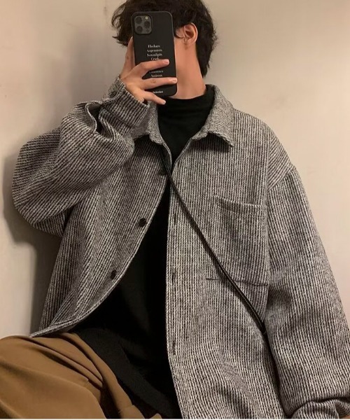 link lot(リンクロット)の「ヘリンボーンポケット付きルーズシルエットCPOジャケット(シャツ/ブラウス・メンズ・ブラック/ベージュ/グレー・M/L)」の10枚目の写真