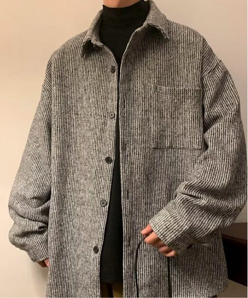 link lot(リンクロット)の「ヘリンボーンポケット付きルーズシルエットCPOジャケット(シャツ/ブラウス・メンズ・ブラック/ベージュ/グレー・M/L)」の12枚目の写真