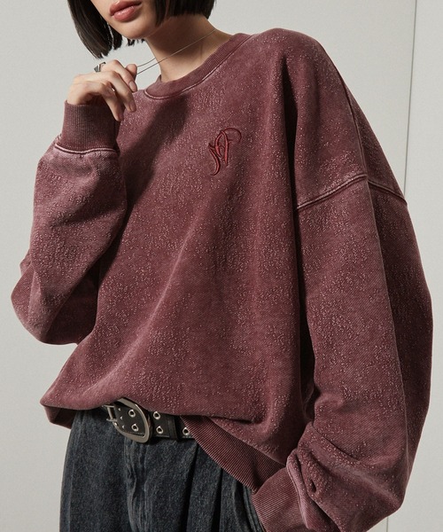 Alfred Alex(アルフレッドアレックス)の「【Alfred Alex】ヴィンテージ加工スノーウォッシュアブストラクトジャガードオーバーサイズスウェット(スウェット・メンズ・ブラウン/ブラック/ブルー/ワイン・M/L)」の4枚目の写真