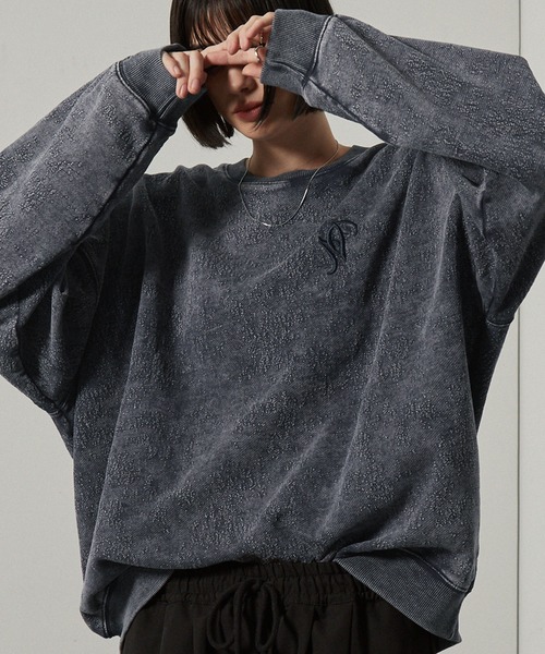 Alfred Alex(アルフレッドアレックス)の「【Alfred Alex】ヴィンテージ加工スノーウォッシュアブストラクトジャガードオーバーサイズスウェット(スウェット・メンズ・ブラウン/ブラック/ブルー/ワイン・M/L)」の3枚目の写真