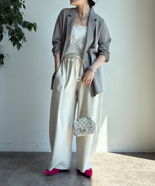 DouDou（ドゥドゥ）の「ダブルブレストジャケット（テーラードジャケット・レディース・グレイッシュベージュ/チャコールグレー/ブラウン・FREE）」の6枚目の写真