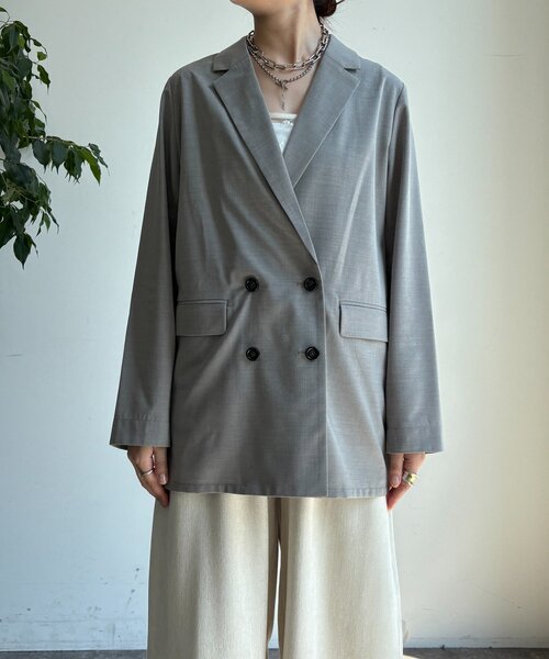 DouDou（ドゥドゥ）の「ダブルブレストジャケット（テーラードジャケット・レディース・グレイッシュベージュ/チャコールグレー/ブラウン・FREE）」の11枚目の写真