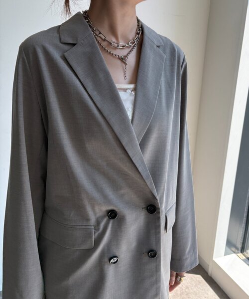DouDou（ドゥドゥ）の「ダブルブレストジャケット（テーラードジャケット・レディース・グレイッシュベージュ/チャコールグレー/ブラウン・FREE）」の16枚目の写真