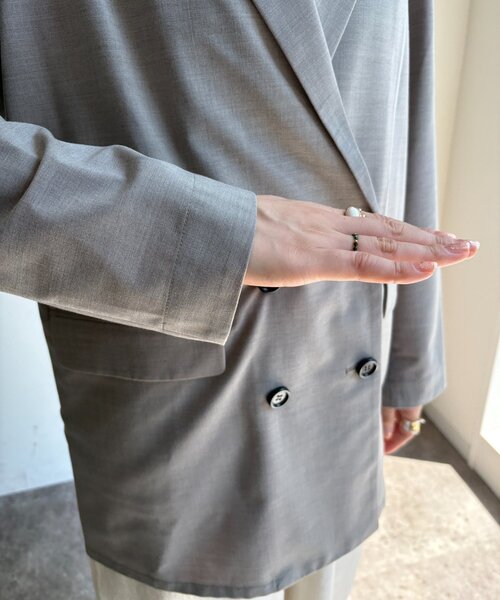 DouDou（ドゥドゥ）の「ダブルブレストジャケット（テーラードジャケット・レディース・グレイッシュベージュ/チャコールグレー/ブラウン・FREE）」の18枚目の写真