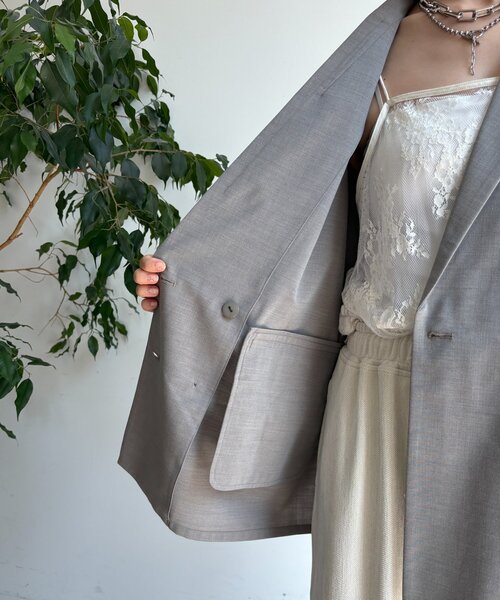 DouDou（ドゥドゥ）の「ダブルブレストジャケット（テーラードジャケット・レディース・グレイッシュベージュ/チャコールグレー/ブラウン・FREE）」の22枚目の写真