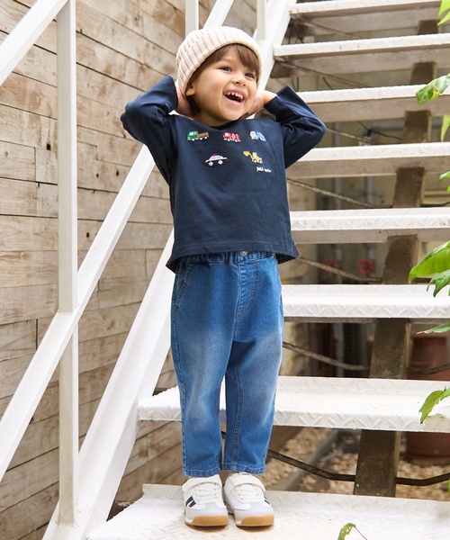 petit main（プティマイン）の「働く車刺しゅう長袖Tシャツ（Tシャツ/カットソー・キッズ・ネイビー/ブラウン/黄緑系・80ｃｍ/90cm/110cm/100cm/120cm/130cm）」の7枚目の写真